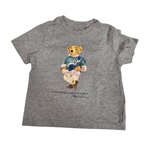 Polo Bear By Ralph Lauren Gray Short-Sleeve T-Shirt 18M 100% Cotton Toddler Book - Picture 1 of 6
